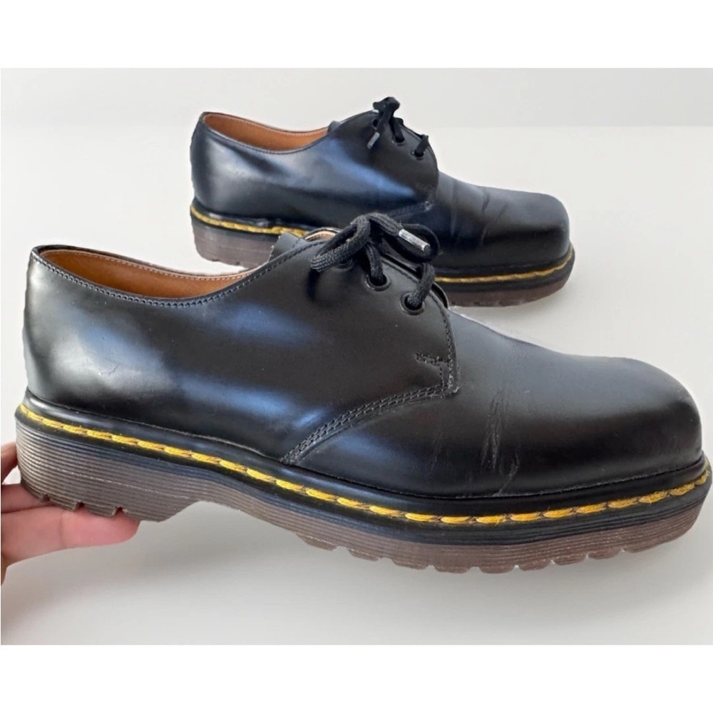 Vintage 90s Dr. Martens Square Toe Black Lace Up Oxford Shoes England UK4 *Flaws